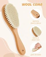 Lictin Baby Hair Brush Natural Goat Hair Beech Wood newborn cradle cap view 3