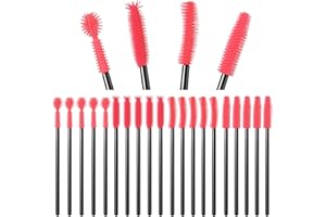 RimCereal 20 Pcs Nook and Cranny Sewing Machine Cleaning Brushes, Reusable Silicone Dense Bristles Cleaning Brushes for Sewing Machine Internal and Spool Area (Black, Bright Pink)
