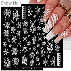 Christmas Nail Art Stickers - 3D Snowflake Glitter