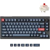 Keychron V1 Max 75% RGB Custom Mechanical Keyboard, 2.4Ghz/Bluetooth 5.1/Wired QMK/VIA Programmable Macro, Hot-Swappable Gateron Jupiter Red Switch Gasket Mount for Mac Windows Linux