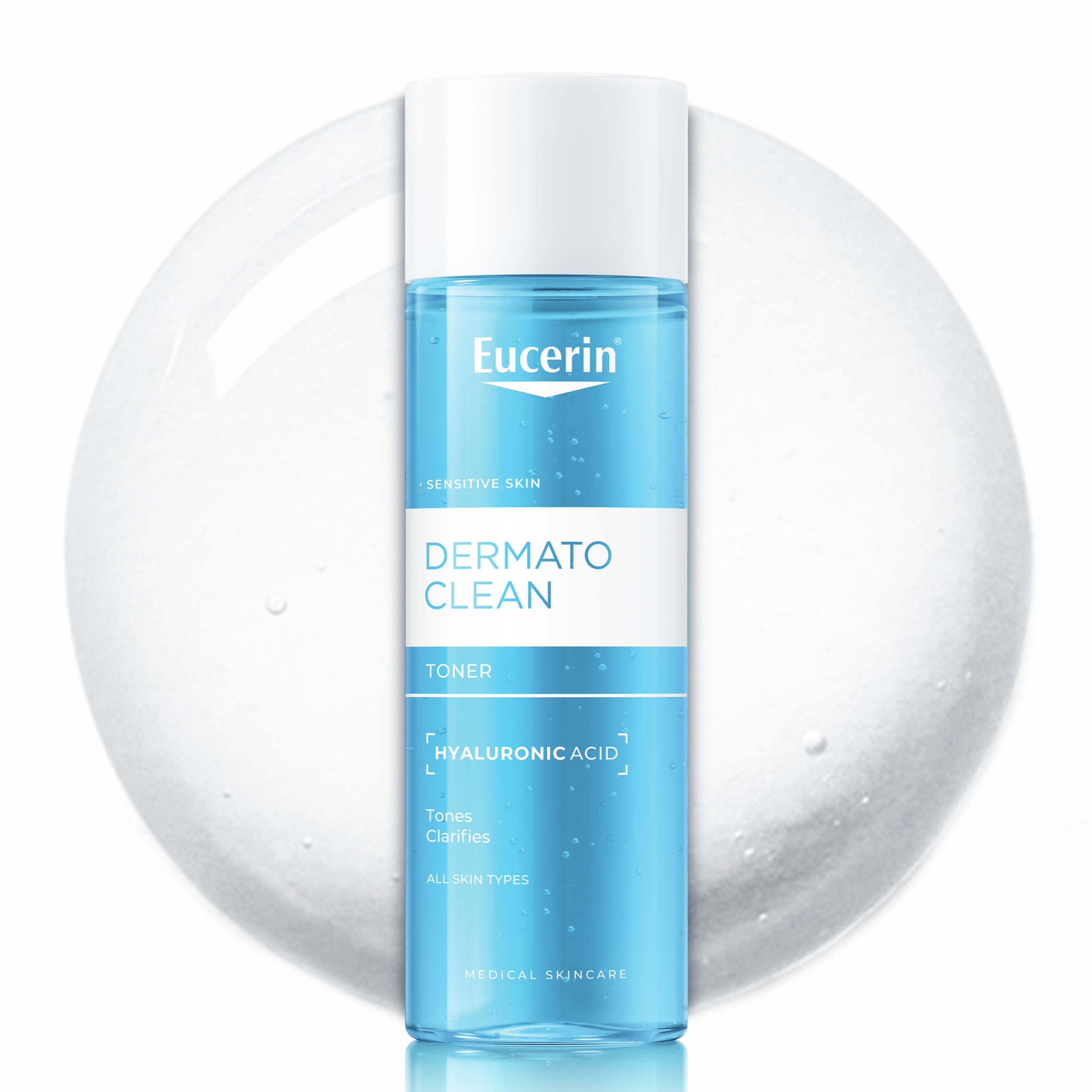 Eucerin DermatoClean Clarifying Toner 200ml, Gentle Facial Toner to Cleanse and Refresh Skin, Sensitive Skincare with Hyaluronic Acid