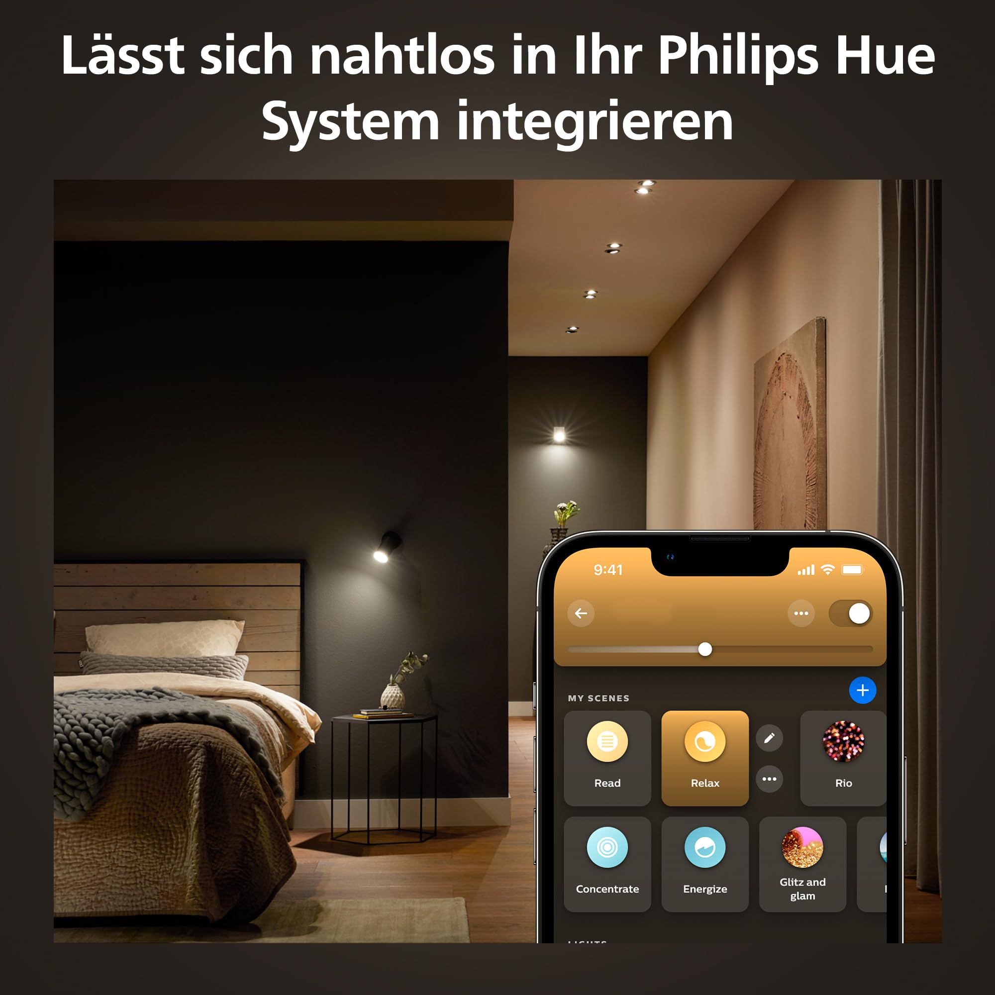 Philips Hue White Ambiance GU10 LED Spot 5er Pack (400lm), dimmbare LED Lampen für das Hue Lichtsystem mit warmweißem/kaltweißem Licht, smarte Lichtsteuerung über Sprache und App 4
