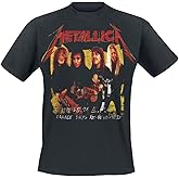 Metallica T Shirt Garage Photo Yellow Band Logo Official Mens Black