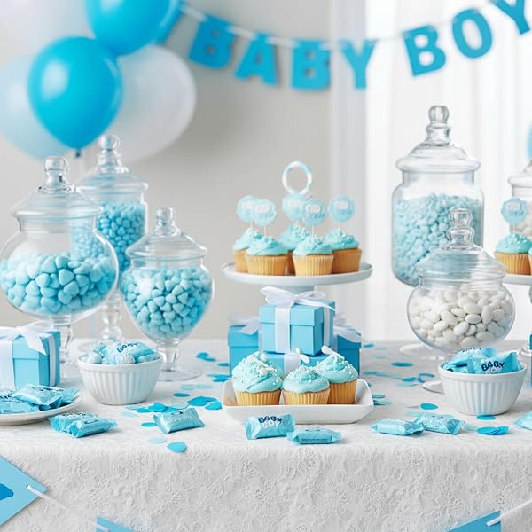 216CT BUTTER MINTS GENDER REVEAL – FOR BABY SHOWER FAVORS, BLUE BUTTERMINTS INDIVIDUALLY WRAPPED IN BULK, BABY SHOWER GAMES & GENDER REVEAL PRIZES, BABY BOY CANDY TREATS