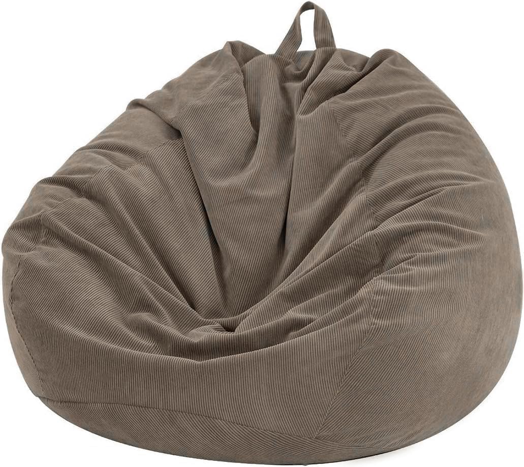 Nobildonna Bean Bag Chair Cover (No Filler) for Kids and Adults. Extra Large 300L Bean Bag Stuffed Animal Storage Washable Soft Premium Corduroy Stuffed Plush Toys Bean Bag Cover (Warm Gray)