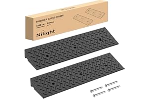 Nilight 3.6" Rise Curb Ramps, Heavy Duty Rubber Driveway Threshold Shed Ramp for Sidewalk Cars Lawn Mower Wheelchairs Motorcycles, 3300lbs Load Capacity