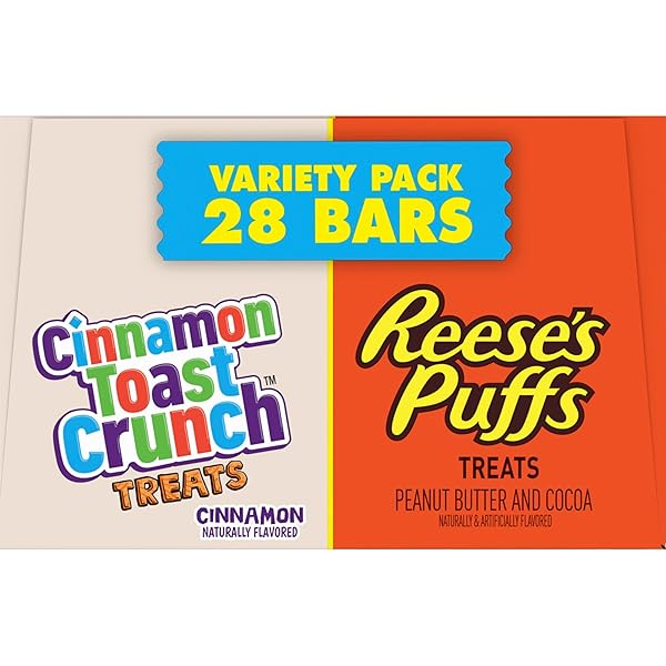 CINNAMON TOAST CRUNCH AND REESE’S PUFFS CEREAL TREAT BARS VARIETY PACK, SNACK BARS, 28 CT, 23.8 OZ
