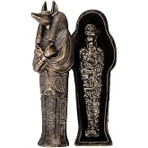 Pacific Giftware Ancient Egyptian Artifact Collectible God of Underworld Anubis Sarcophagus Coffin w/Mummy Insert Figurine 5.5 Inch L
