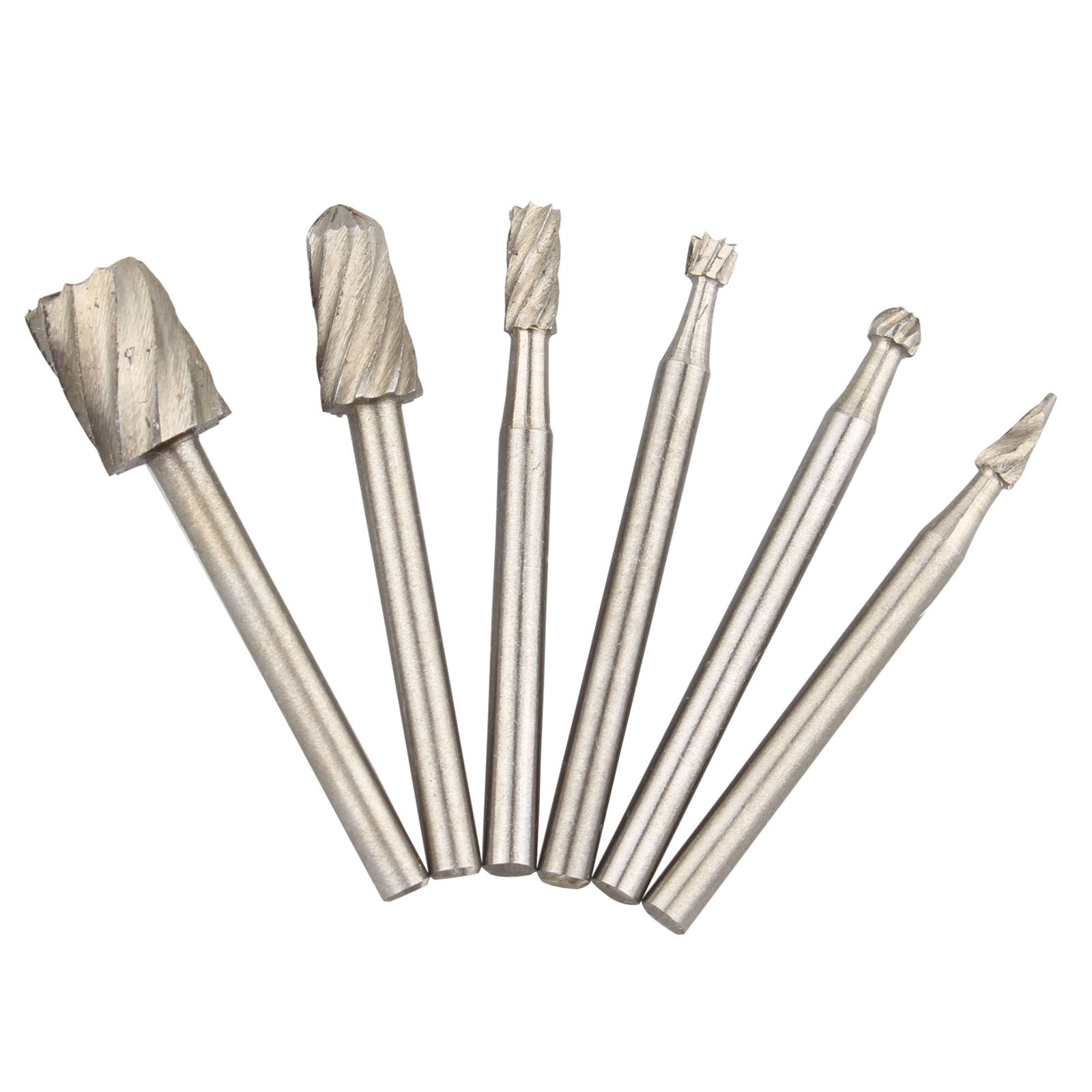 HALJIA 6 PCS Wood Milling Cutter HSS High Speed Steel Routing Router Grinding Bit 3.17mm Shank Deburr Set for Rotary Dremel Tool