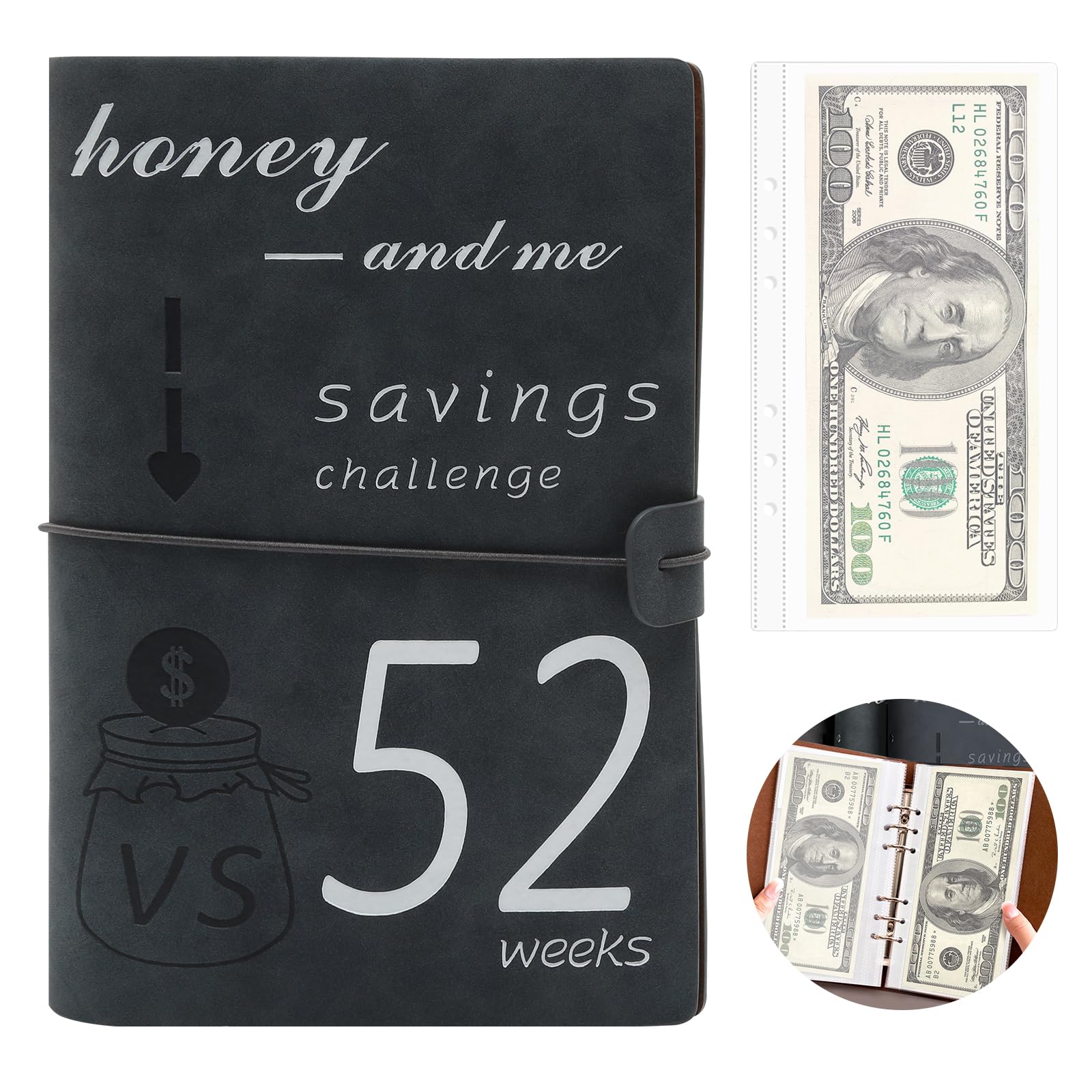 Money Saving Wallet, 100 Envelopes Saving Challenge or 52 Week Saving Challenge, Money Organiser Savings Binder A5 Budget Planner with Cash Envelopes (Blue, 52 Weeks Money Saving)