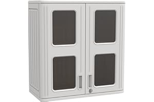 ADDOK Resin Wall Cabinet, 30.2 Inch Outdoor Storage Cabinet with Doors,Lockable Cabinet for Garage, Kitchen, Tool Room, Waterproof Storage Shed
