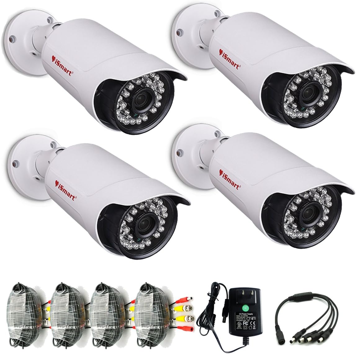 iSmart 4 Packs 960P AHD Bullet Outdoor Camera 3.6mm CCTV Security System C1066AH3x4