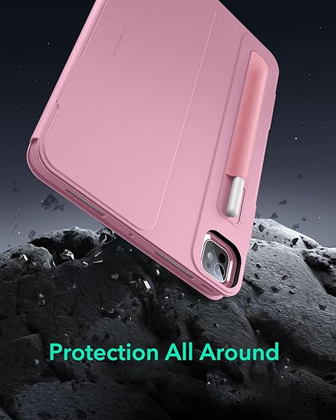 ESR FOR IPAD PRO 13 INCH CASE (M5/M4) 2025/2024, ROTATING CASE WITH REMOVABLE MAGNETIC COVER, ADJUSTABLE PORTRAIT/LANDSCAPE STAND, 9 STANDING ANGLES, SHIFT SERIES, PINK