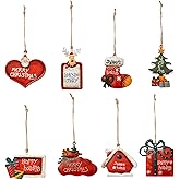 Crafjie Christmas Tree Ornaments Tin Santa Snowman Decorations Hanging Pendants Ornaments Christmas Hanging Ornament Xmas Holiday Décor