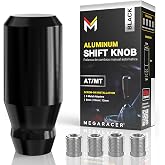 JDM Style Shift Knob for Gear Stick Shifter, 5 6 Speed Manual, Gloss Black | Weighted, 4 Metal Adapters, M8, M10x1.25/1.5, M12x1.25, Fits Buttonless Automatic Transmission, Cool Aluminum Car Accessories