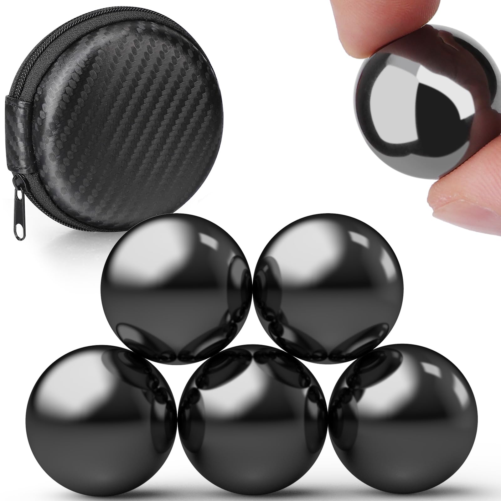 Photo 1 of Cool 1.26 Inch Jumbo Magnets Balls Fidget Toys for Adults, Large Fidget Mangetic Sphere with Case, Ferrite Putty Office Desk Decorations Fidget Toy Stones Holiday Stocking Stuffer Gift 5 Pack