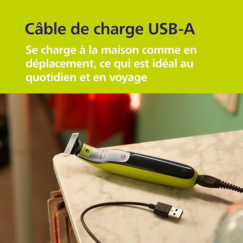 OneBlade 360 Authentique Visage + Corps - Tondeuse à barbe électrique, tondeuse corps et rasoir avec technologie de lame 360, 2 lames 360, 4 sabots barbe de 3 jours, 1 kit Corps, QP2834/31