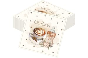 Deorfuy a Baby Is Brewing Baby Shower Napkins Decorations, 50PCS Coffee Baby Shower Party Disposable Paper Napkins Table Decorations, Coffee Themed Gender Reveal Towels Decor Supplies