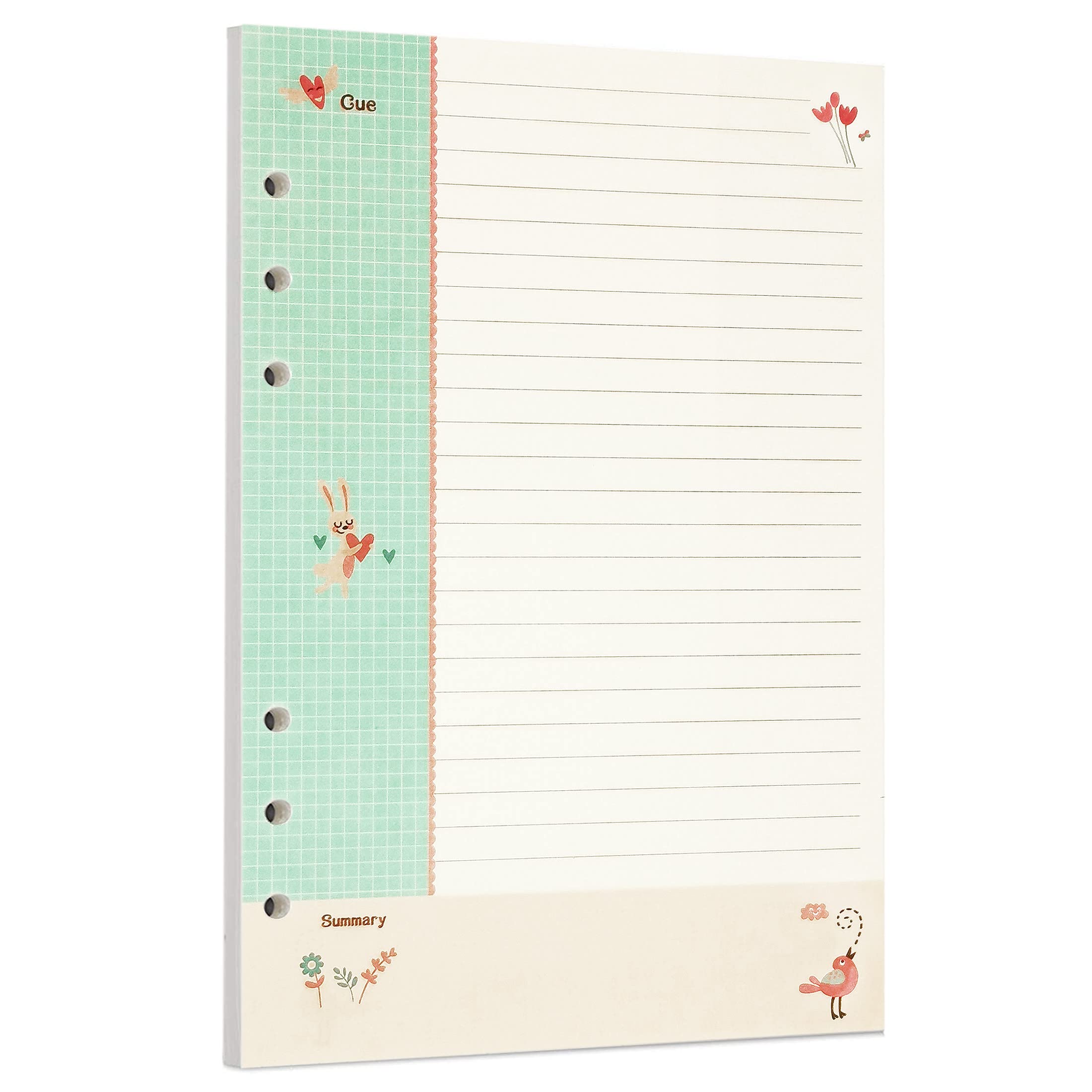 Zelten 45 Sheets 90 Pages Colorful Loose Leaf Punched Paper Refills Paper for 6 Hole Binder Personal Organizer Diary Notebook Refillable Planner (A5, Fairy Tale Connell)