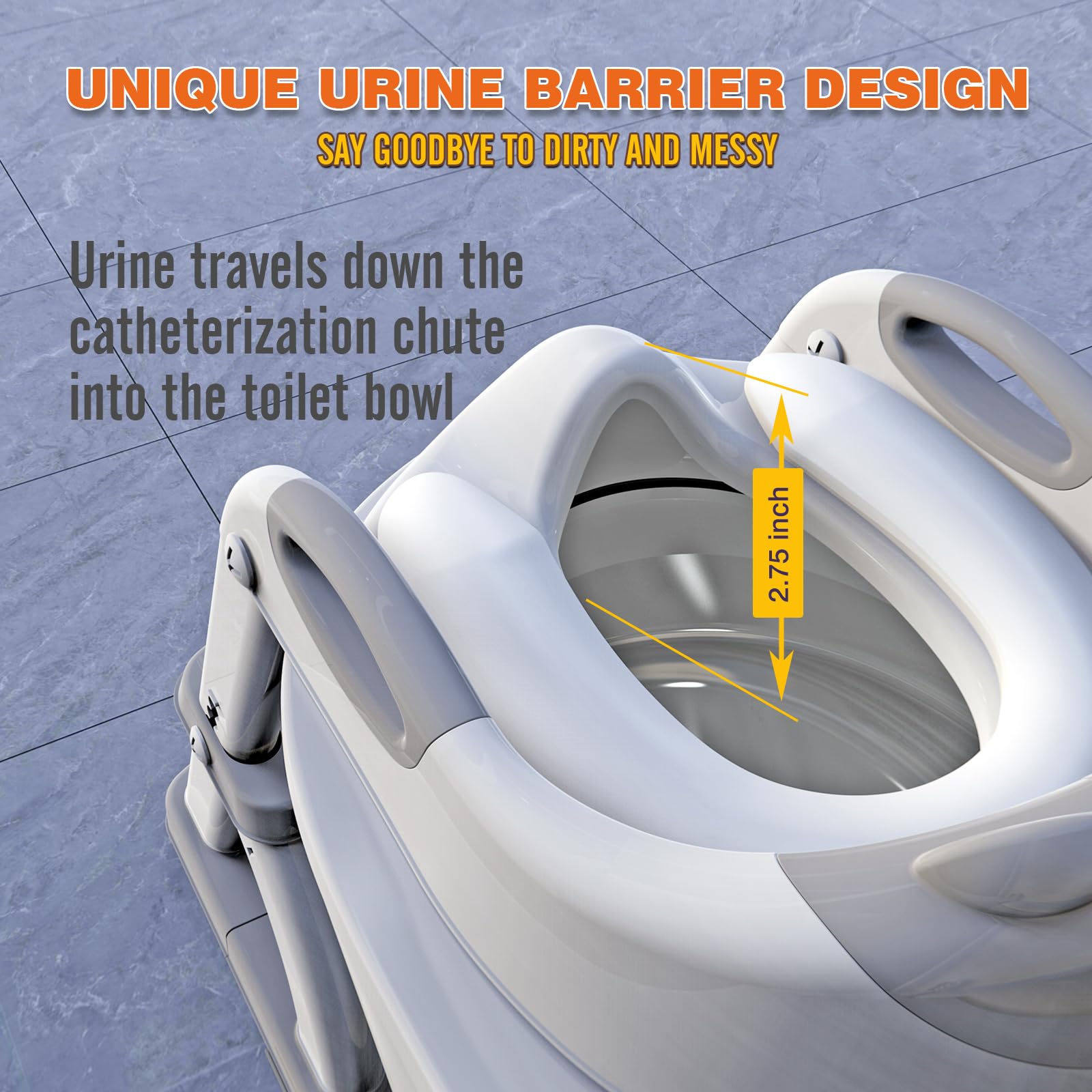 SKYROKU Potty Training Toilet, New Sector-Shape Stabilized Base two in one Toddler Toilet Seat with Splash Guard, Anti Slip Pad, and Step Stool Enamel Grey