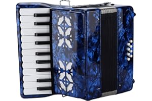 BTER Professional Accordion, 22 Keys 8 Bass Accordion Musical Instrument, Educational Kids Accordion Instrument with Adjustable Strap for Professionals, Beginners, Kids, Stage Performance