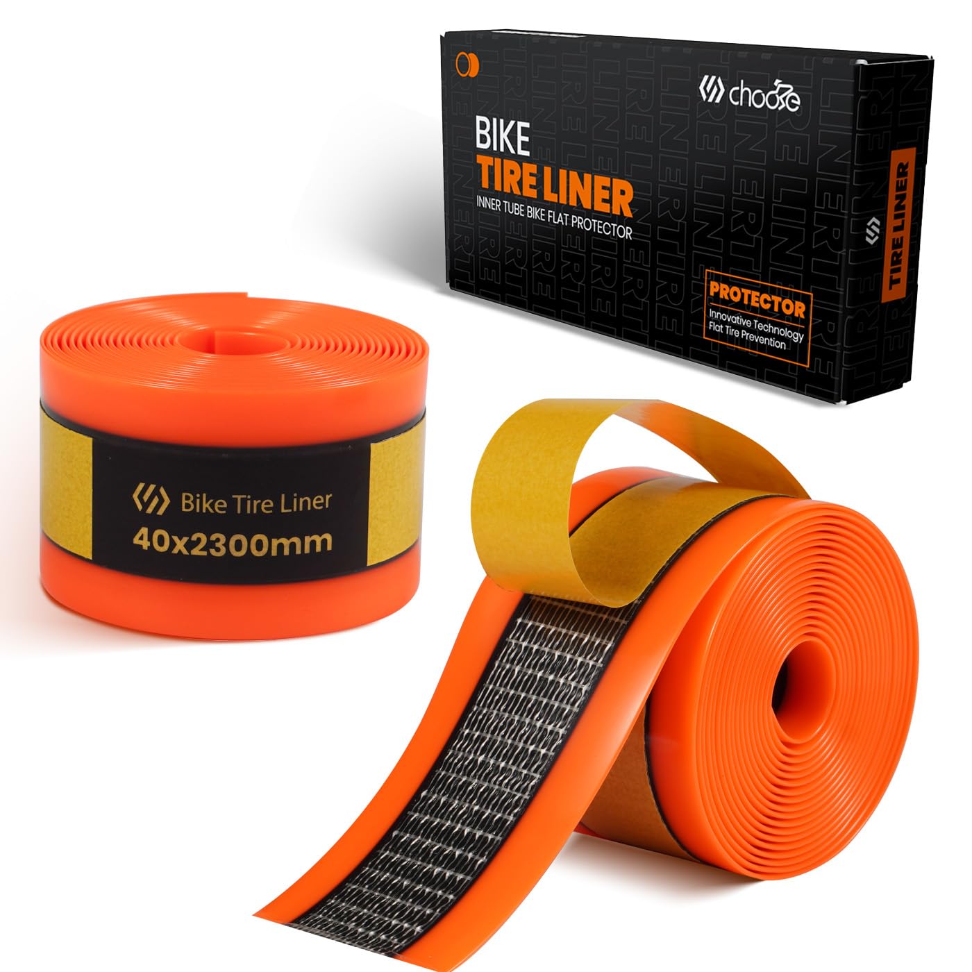 Photo 1 of Chooee Bike Tire Liners,Bicycle Tire Liner Tube Flat Protector-Self Adhesive(Width 40mm),Mountain Bike Puncture Proof Tire Liner Inner Compatible with 16/20/24/26/27.5/29 x 2.2-2.4 Tires.