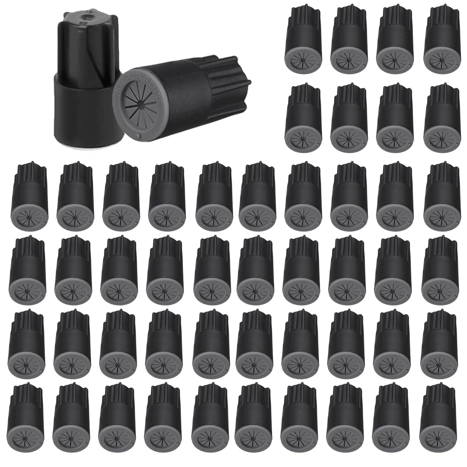 Photo 1 of 50PCS Waterproof Wire Electrical Connectors, Outdoor Seal Electrical Twist Nuts Caps Cable Terminal Connector for Landscape Light, Irrigation Valves, Wet Location Installation, 22AWG-14AWG, Black