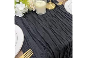 Table Runner 10ft, BGHEOUYV Black Cheesecloth Table Runner 35x120 inch, Christmas Table Runner Gauze Rustic Table Runner for Bridal Shower Decorations, Wedding Thanksgiving Birthday Decor