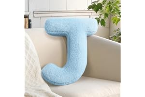 huraty Plush Alphabet J Pillow Light Blue Initial Letter Cushion Soft Novelty Pillow Decor for Kids Room Toddler Gifts (J, 14.9" Lx11.8 W)