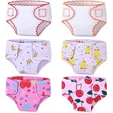 BABESIDE 6 PCS Reusable Baby Doll Diapers for 12-15 Inch Dolls | Baby Doll Accessories for Pretend Diaper-Change Play, Soft Fabric with Hook-and-Loop Closure, Gift for Kids Ages 3+