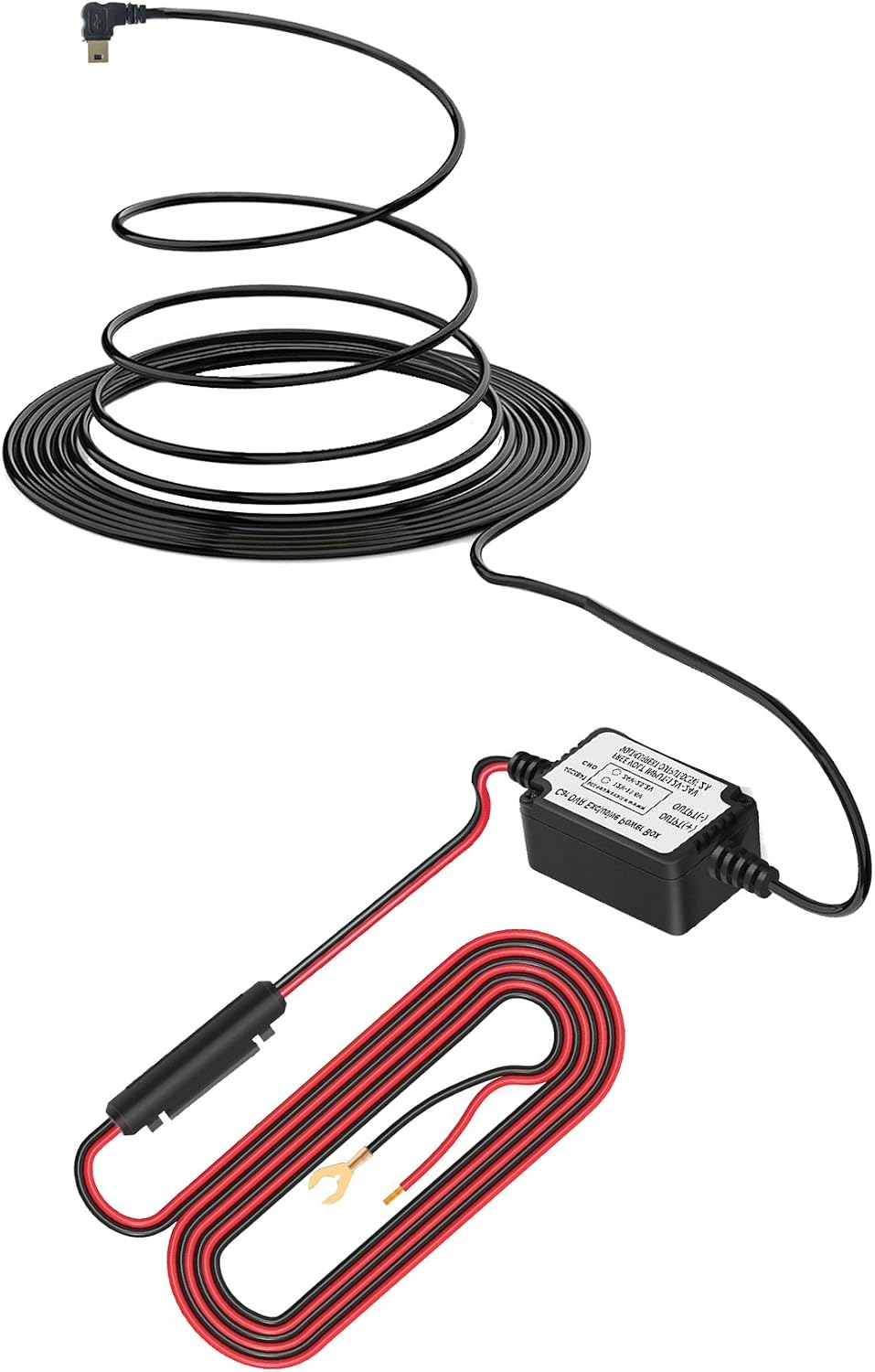 Amacam CC8 Car Charger 3.5M Cable With Right-Angle Mini USB 2A Output For Dash Cams Sat Nav & Android, 12V-24V Vehicle Power