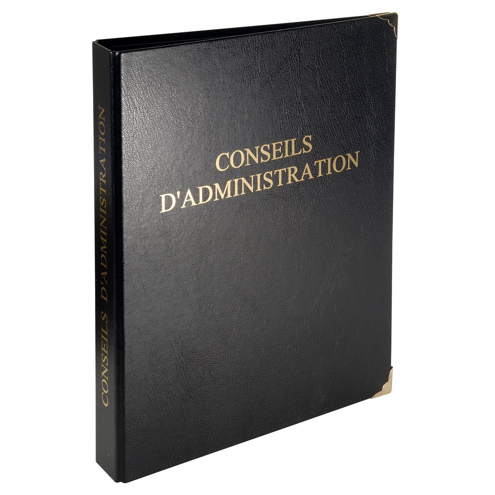 Exacompta - Ref 4601E - Board of Directors Ring Binder - 320 x 260mm in Size, Suitable for A4 Documents, Includes 100 Sheet Refill Pad, 4 Rings - Black (French Text)