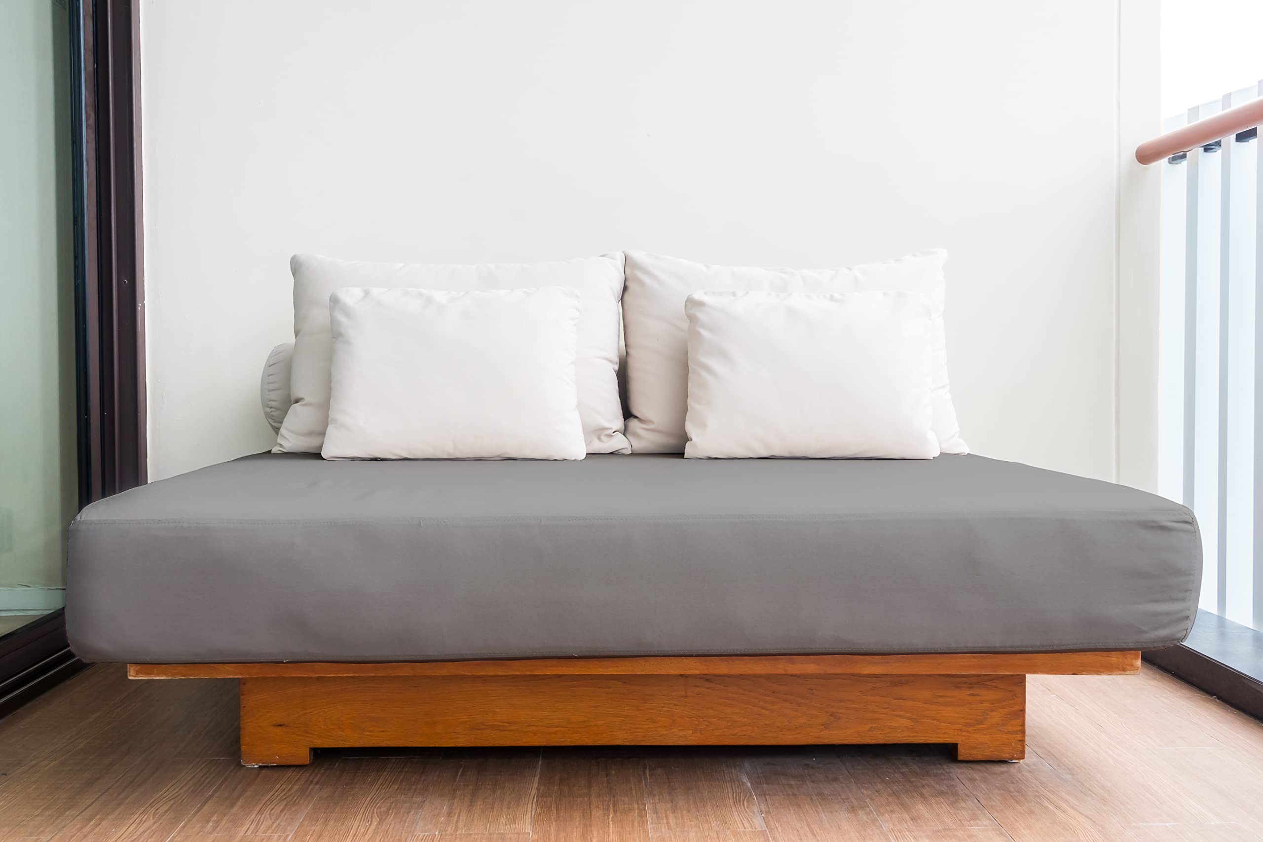 LivinEase Classic Fitted Sheet -10inch(26cm) Deep Cotton Blend Fitted Sheets -Bobble Free, Easy Care, Soft & Comfortable Bed Sheets (Silver, Single (90 x 190 + 26cm))