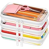 3PCS Clear Hard Shell Zipper Case,Toy Organizers and Storage Box,Clear Toiletry Cosmetic Case,Travel Makeup Bags, Diaper Bag Organizer,Pencil Case,Stackable Portable Transparent Zipper Pouches White-S