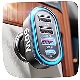 USB Car Charger Fast Charging，LISEN 60W Car USB