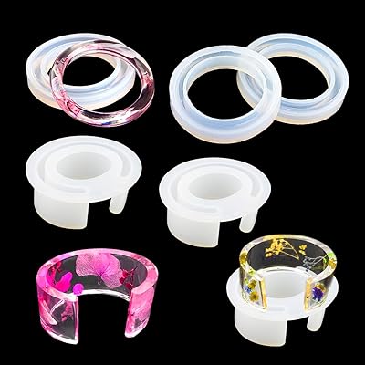 WeiMeet 6 Pieces Larger Resin Casting Molds Bracelet Casting Molds Bangle Mold C Font Bracelet Mold Open Cuff Casting Molds for Jewelry Making