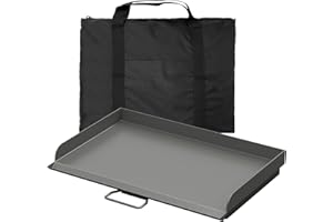 LS'BABQ 16'' x 24'' Flat Top Griddle with Carry Bag for 2 Burner on Camp Chef's 16" Cooking Systems Stove,Heavy Duty Steel Griddle and 600D Polyester Carry Bag Accessories for Camp Chef PRO90X