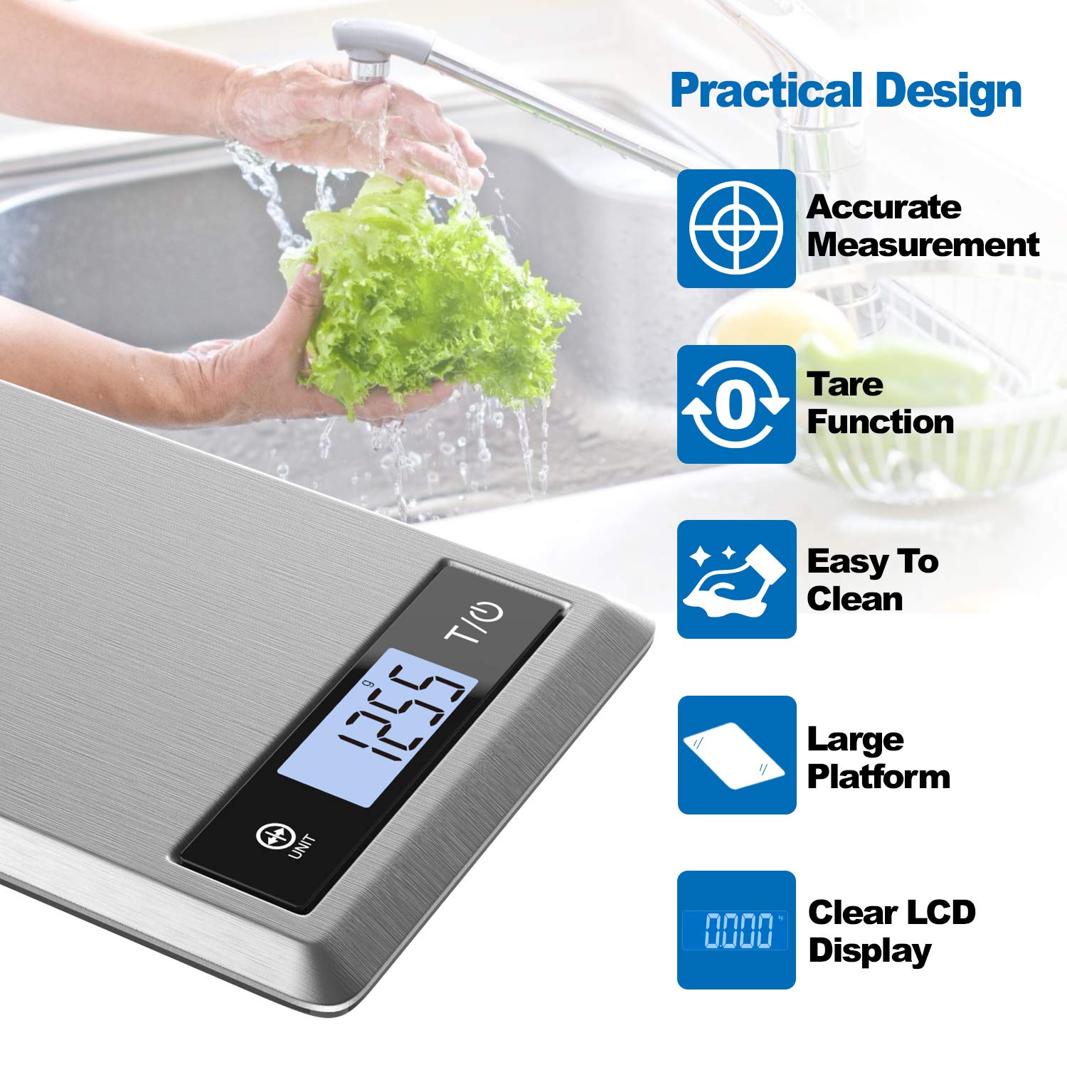 RENPHO Digital Food Scale, Kitchen Scale Weight Grams and oz for Baking, Cooking and Coffee with Nutritional Calculator for Keto, Macro, Calorie and Weight Loss with Smartphone App, Stainless Steel: Industrial & Scientific