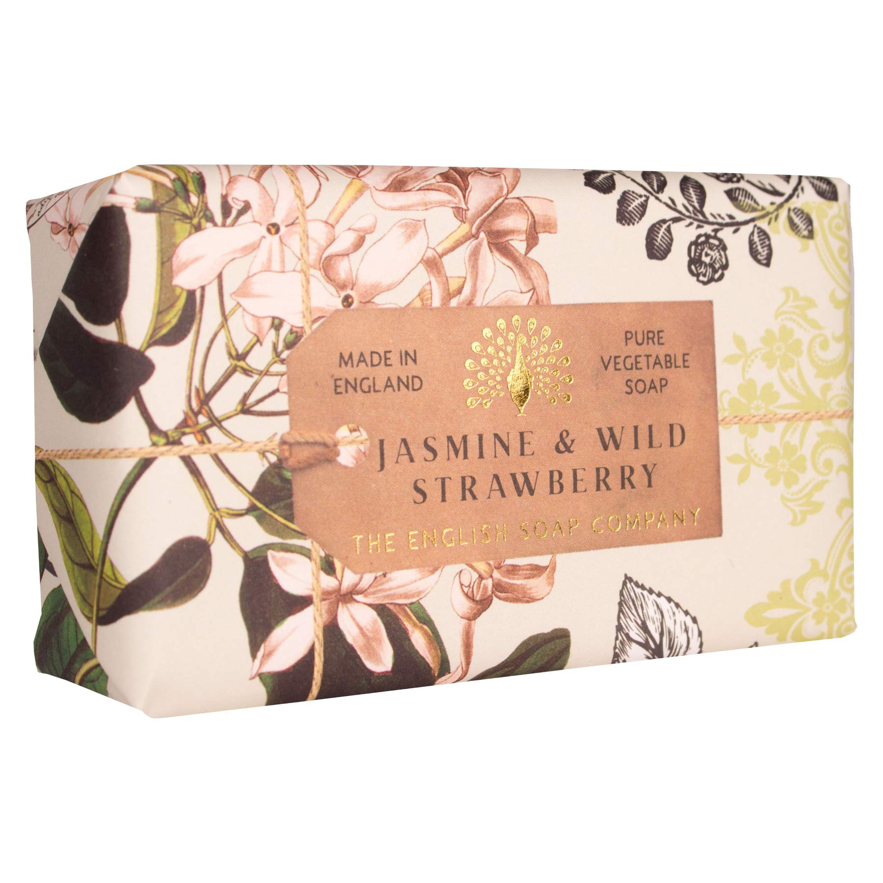 The English Soap Company Anniversary Jasmine and Wild Strawberry Soap - Luxury Shea Butter Bar - Floral Scent, Moisturising, Vegan Friendly, Recyclable Gift Soap, Made in England 190g
