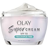 Olay Super Cream with Sunscreen SPF 30, Fragrance Free Lightweight Face Moisturizer with Sun Protection, 5-in-1 Skin Care - Hydrating, Brightening, Firming - Niacinamide, Vitamin C, Collagen, 1.7 oz