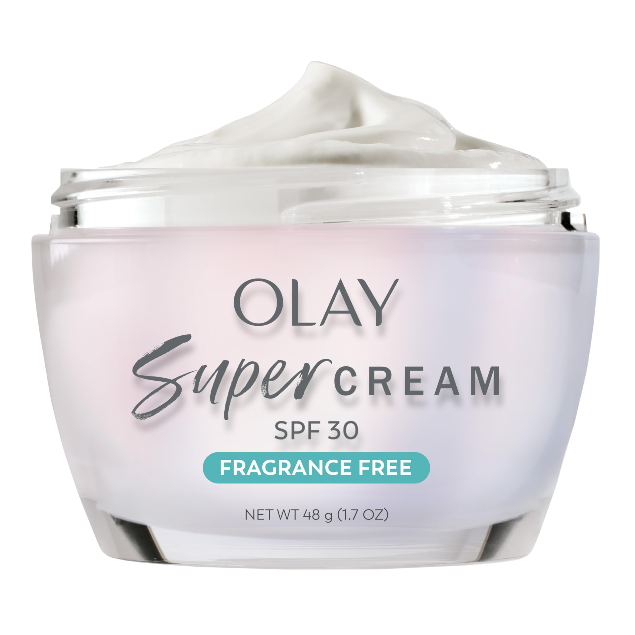 Olay Super Cream with Sunscreen SPF 30, Fragrance Free Lightweight Face Moisturizer with Sun Protection, 5-in-1 Skin Care - Hydrating, Brightening, Firming - Niacinamide, Vitamin C, Collagen, 1.7 oz Image