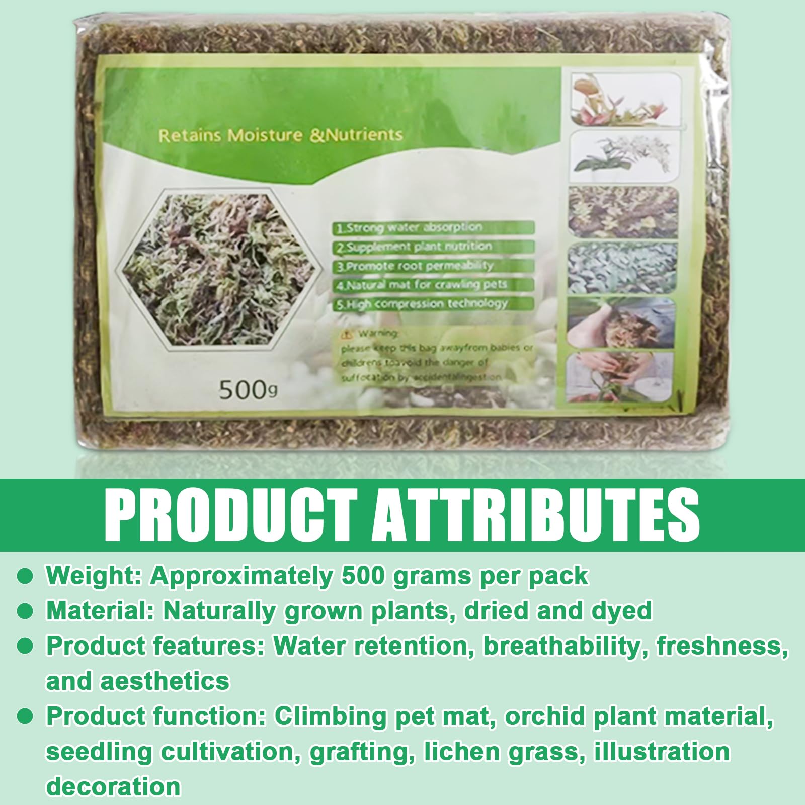 500g Sphagnum Moos, Orchideen Terrarium Blumenerde, Reptile Natürliches Sphagnum Deko, Zimmerpflanzen Feuchtigkeitsspendende Ernährung Organisches Torfmoos für Orchideen und Bonsai Reptilie (1) 2