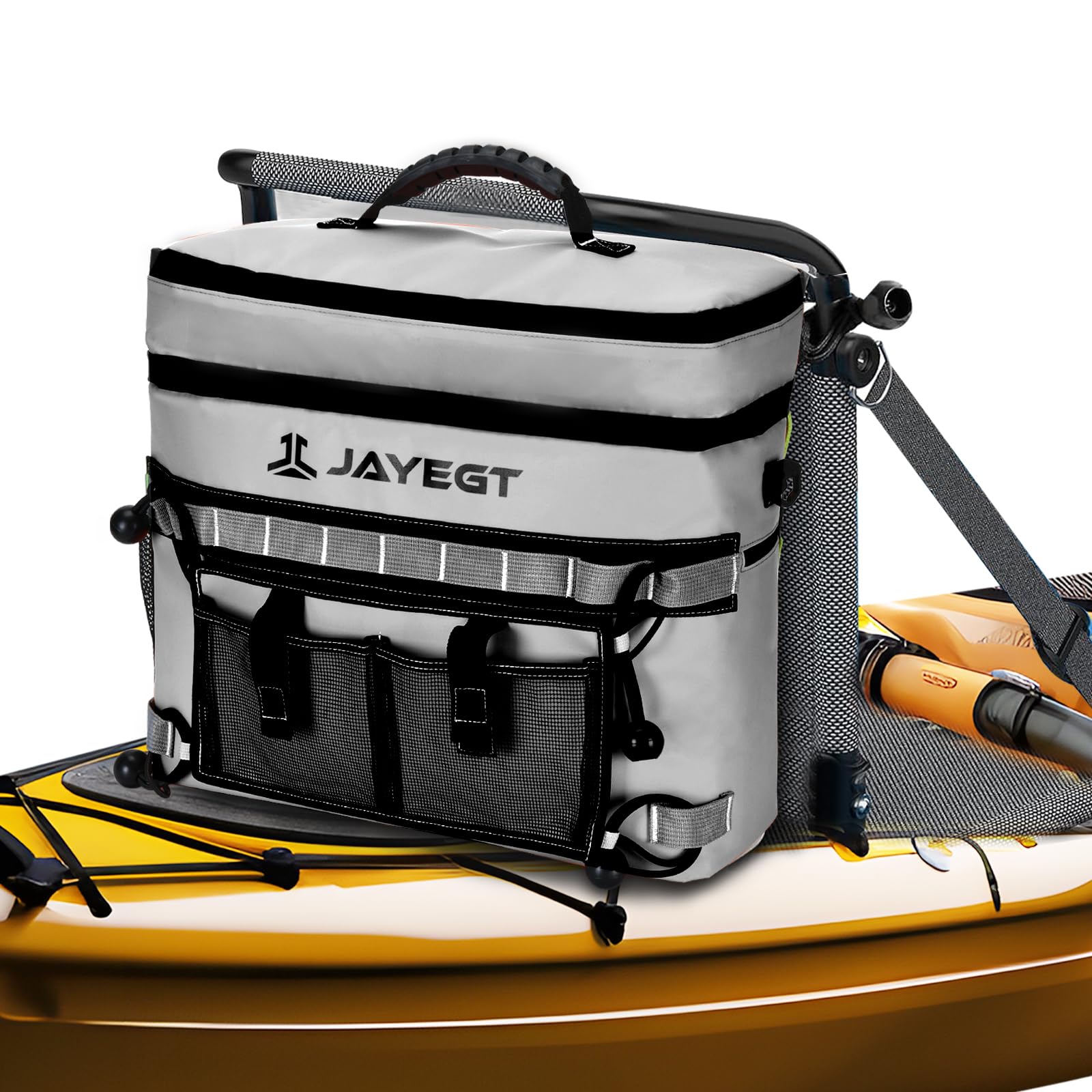Photo 1 of Kayak Cooler Behind Seat - Waterproof Cooler Bag Compatible with Lawn-Chair Seat Kayak?Kayak Accessories Camping Cooler, Portable Ice Chest for Fishing, Beach,Picnic, Trips (Silver, Double Layer Bag)