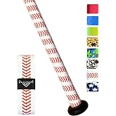 Ballpark Elite Bat Grip Tape for Baseball/Softball | 1.10 MM Precut Baseball Bat Grip Replacement | Red and White Baseball Stitch