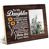 NGAEAK Daughter Gifts From Mom, Rustic to My Daughter I Love You Wood Picture Frame Gifts for Daughter Birthady Christmas Graduation, Display Photo 4 x 6 Inch