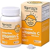 Renzo's Invincible Vitamin C for Kids with Elderberry and Zinc, Dissolvable Kids Vitamins for Immune Support, 60 Orange-Flavored Melty Tabs
