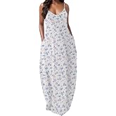 MARSVOVO Summer Dress Sleeveless Fashion Plus Size Spaghetti Strap Sundress with Pockets Plus Size Maxi Dress