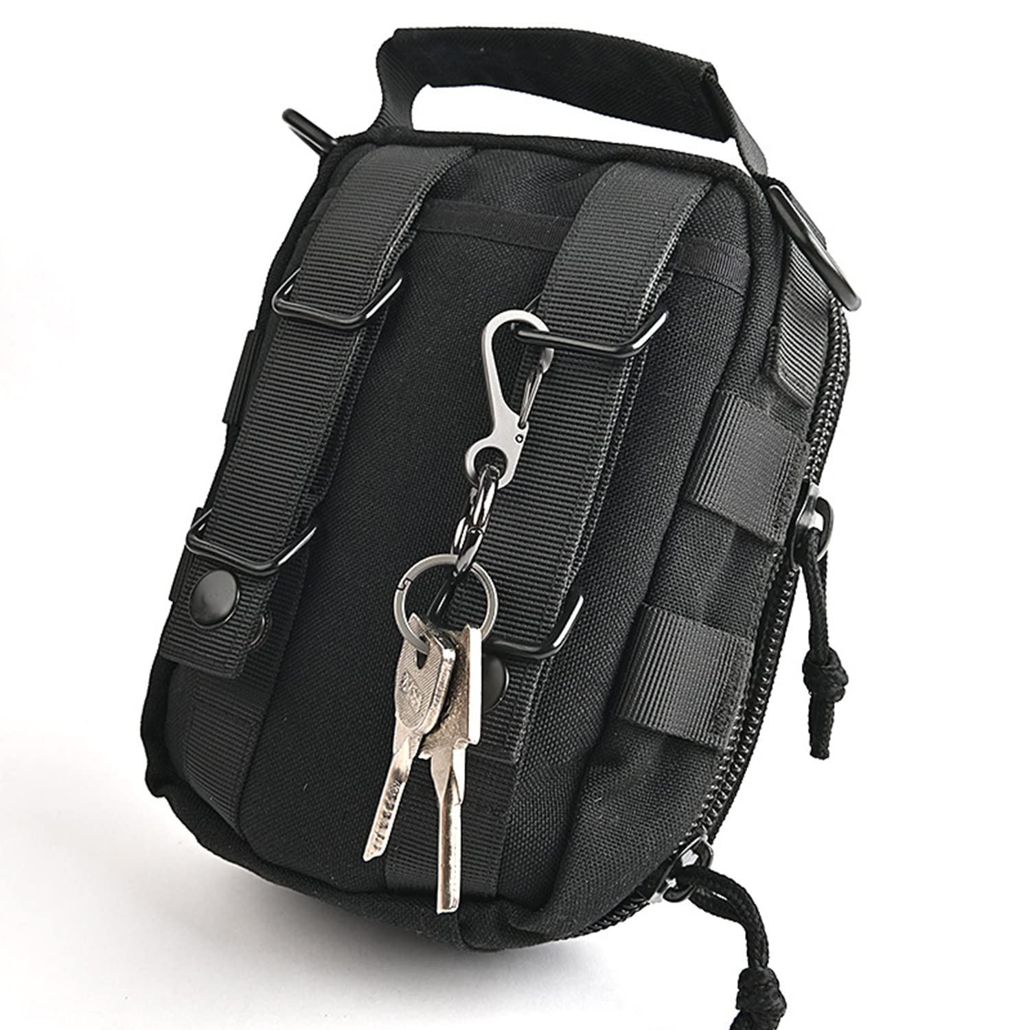 CooBigo 12 Sets Small Carabiner Clip Metal Spring Snap Hooks 1 inch Mini Paracord Hanging Clips for Camera Strap, Flashlight, Key Chain(25mm, 3 Colors)