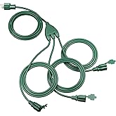 DEWENWILS Outdoor Extension Cord 1 to 3 Splitter for Outdoor Lights, 3 Prong Outlets Plugs, Max 28ft End to End (40 FT Total)