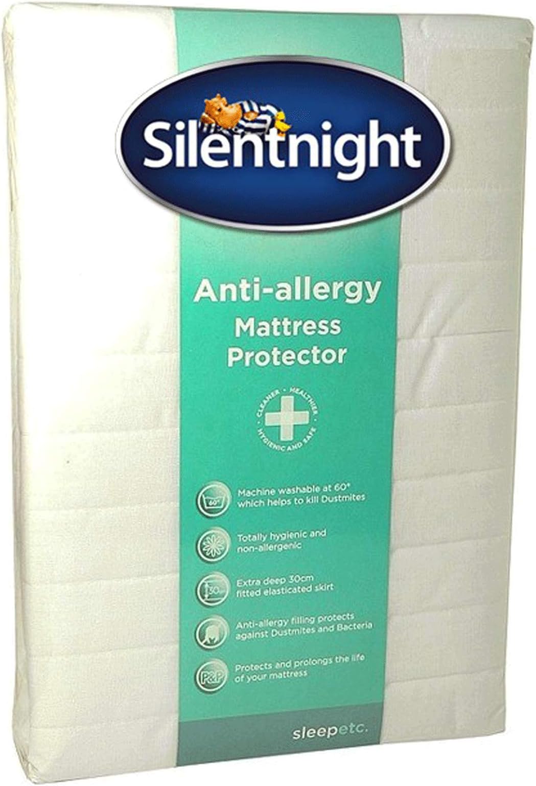 Silentnight Anti-Bacterial and Allergy Mattress Protector with Elasticated Skirt (Double)